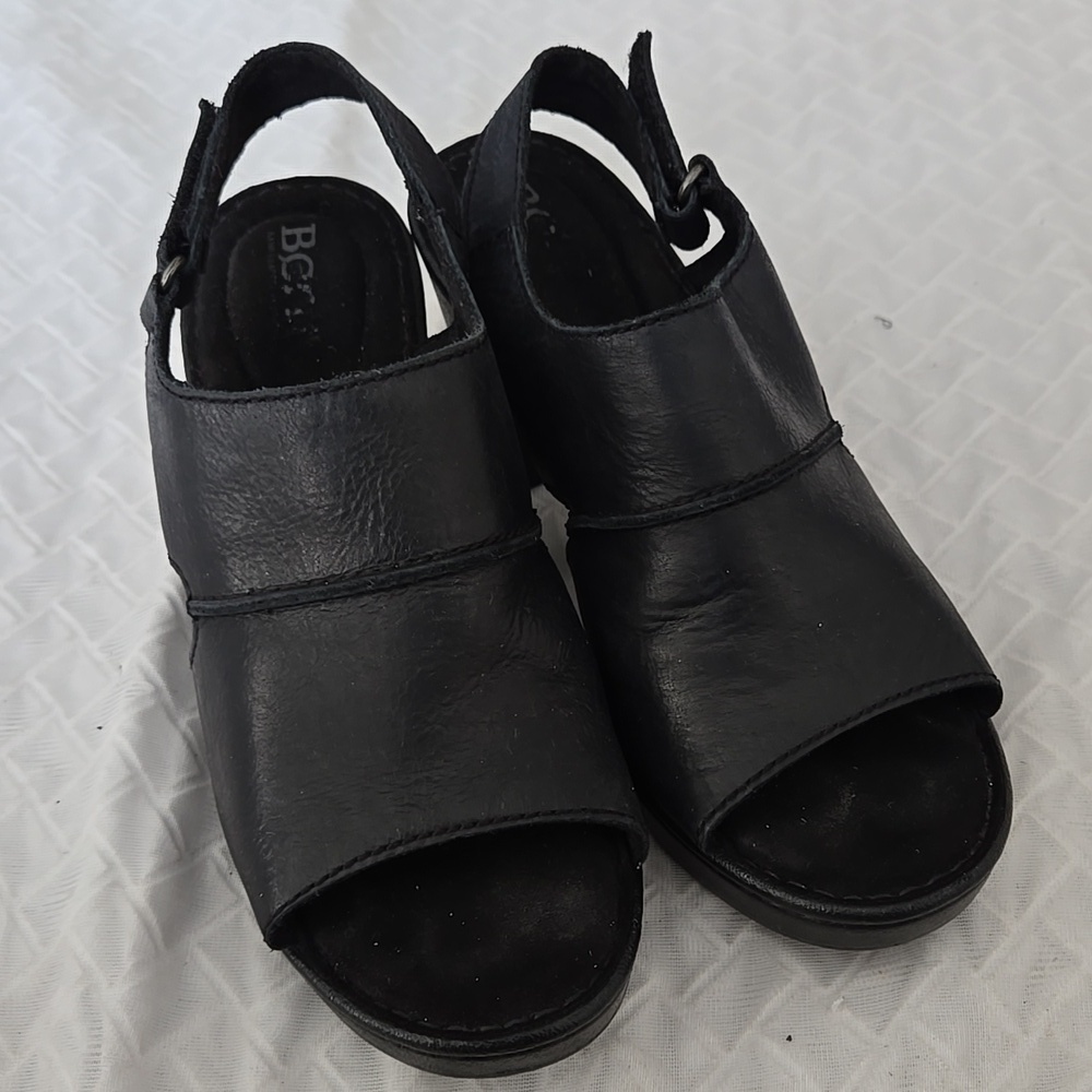Born Women Black Heeled Open Toe Mule Sandals Summer Comfort Shoes - Picture 2 of 10